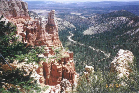 View of river that takes eroded material to flatlands